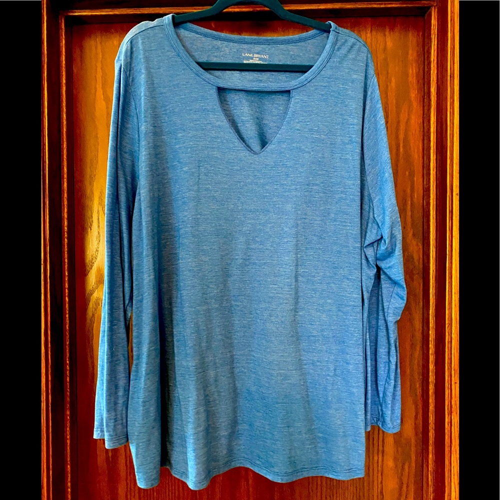 Lane Bryant blue long sleeves tee with cut out neckline